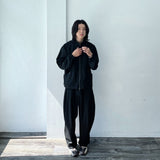 Minimalist Structural Aesthetic Drawstring Hem Striped Stand Collar Jacket