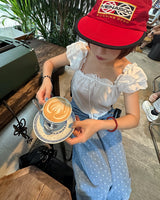 フリルカットアウトショートスリーブド& オフショルダーブラウス