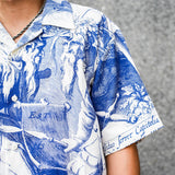 Greek Blue and White Porcelain Style Tencel Linen Shirt