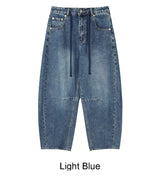 Rough Curved Washed Denim Pants