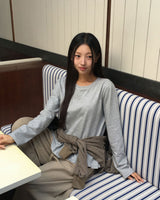 ソフトレイヤードフリルロングスリーブTシャツ