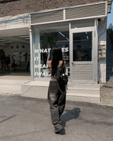 Dark washing wide pants