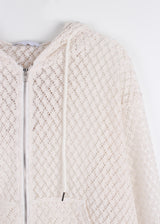 PUNCHING KNIT HOOD ZIP-UP