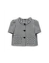 [PRE-FALL] [ATELIER] Andy Houndstooth Puff Short-Sleeve Jacket Black