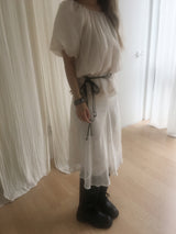 Ripple chiffon midi skirt