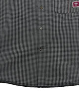 FINE PLAID RANDOM STITCH SILVER THREAD LOGO SQUARE LABEL HEM COLOR-TOOTH ZIPPER SIDE HAND-SEWN BUTTON SHIRT