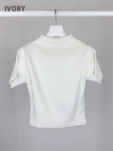 RIBBED HALF NECK TEE (4C)