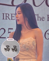 [Aespa Winter Earrings] ハートクリスタルアンドリボンピアス-シルバー