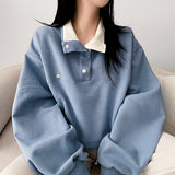 P.V. badge color button sweatshirt