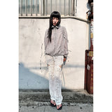 LACE COMBI BOOTS-CUT PANTS