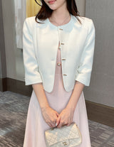 Luman Three Quarter Crop Tweed Jacket