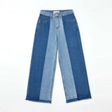 3RD REORDER TWO-TONE CONTRAST DENIM PANTS code 25006