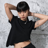 カッティングクロップドTシャツ (BLACK)