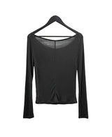 Renne See-through Boat Neck Long Sleeve Tee