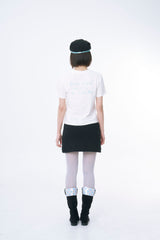 Curved  Lace Trim Mini Skirt (BLACK)