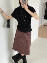 Brick Shirred Cap Sleeve T-shirt
