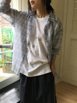 Rimu Summer Loose-Fit See-Through Check Shirt