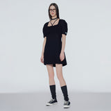 Strap square-neck mini dress