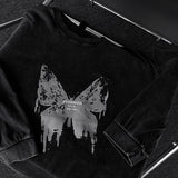 バタフライプリント長袖Tシャツ (DP779389802718)