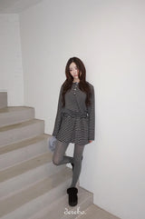 wool fleece stripe strap pumpkin dress