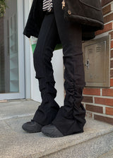 WARM SHIRRING BOOTS CUT PANTS