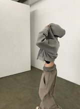 [FLEECE]クリスタルドットクロップドフードジップアップ