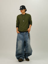 BA Denim Washed Panel Banding Pants
