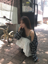 26SS★ [MADE] Riche Over Boxy Check Long Sleeve Wrinkle Shirt