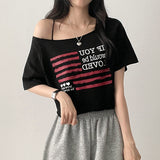 Risch Unbalanced Shoulder Short Sleeve T-Shirt
