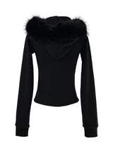 slim fur hood zip-up (fleece-lined / 3color)
