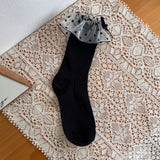 Big Polka Dot Lace Ribbon Frill Socks