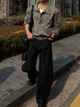 Adult balloon wide denim pants