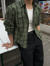 Enter checkered cropped shirt