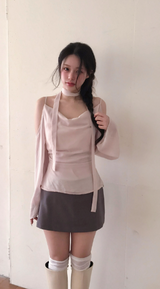romang drape cut off-shoulder bl tie set