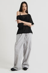 ニットワンショルダーTシャツ, Black