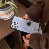 HEART LEOPARD GLASS BUMPER CASE (BLUE / CASE ONLY))