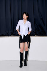 ELISE TIE SHIRRING SHIRT / WHITE