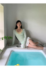 Mint Loose-Fit Layered Sleeveless T-shirt( T + sleeveless set)