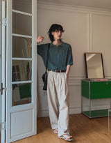 Roy openwork short sleeve collar knit
