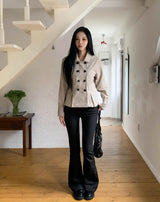 Crow Black Semi-Row Bootcut Pants