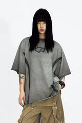 メッシュパッチワークビンテージルーズTシャツ