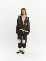 フラッフィージップアップフーディー (Brown)