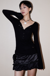 Button Bell Line Knit_Black
