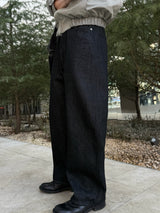 Adult balloon wide denim pants