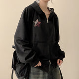 Edder チェックパッチ スター フード付き ジップアップ