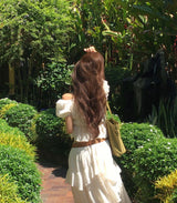 [ festival ] overve long chiffon bloom asymmetrical sk