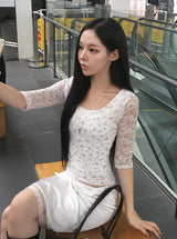 Oin Satin Lace Midi Skirt