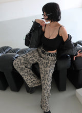 leopard leopard wide long pants