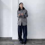 Seamed Washed Wide-Leg Trousers