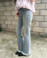 Lowrise fringe boots cut pants